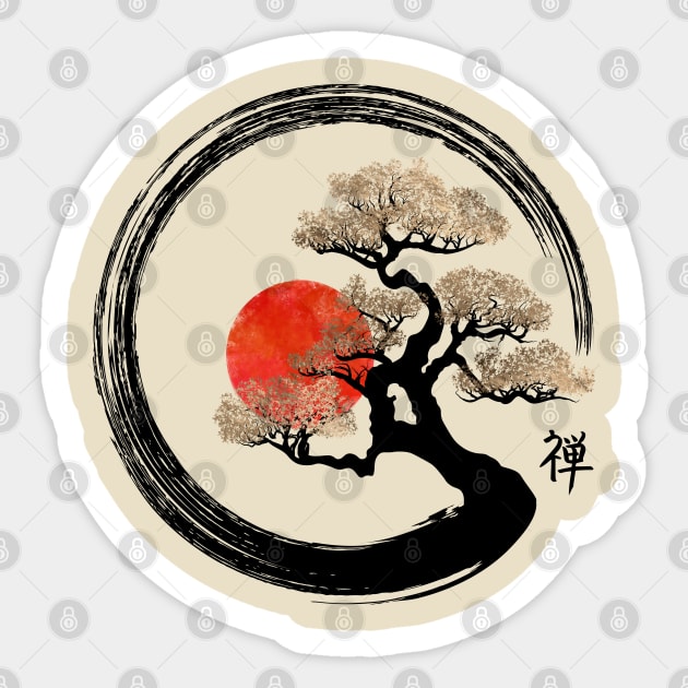 Enso Zen Circle and Bonsai Tree Sticker by Nartissima